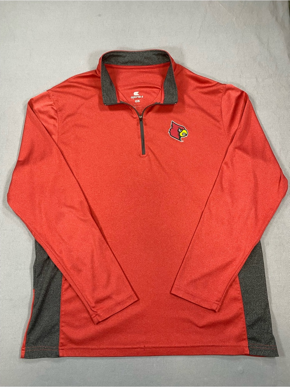 Colosseum Red Quarter-Zip Pullover with Gray Accents and Cardinal Logo